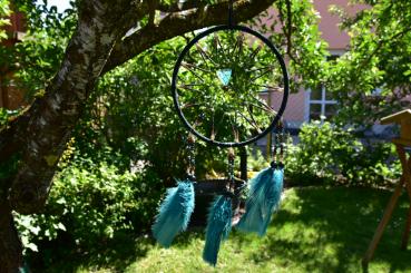 Traumfänger mit  Perlen-Sternenkranz grün